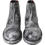 Dolce & Gabbana Black Gray Leather Ankle Boots MV5047-39