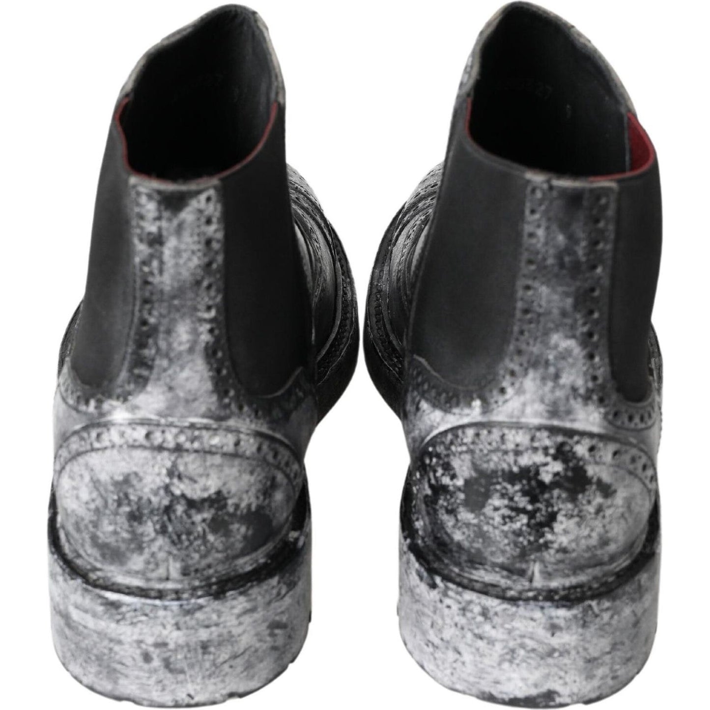 Dolce & Gabbana Black Gray Leather Ankle Boots MV5047-39