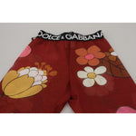 Dolce & Gabbana Red Floral Leggings Stretch Waist Pants PAN74235-38