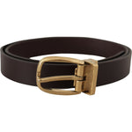 Dolce & Gabbana Dark Brown Calf Leather Gold Tone Metal Buckle BEL8602-85