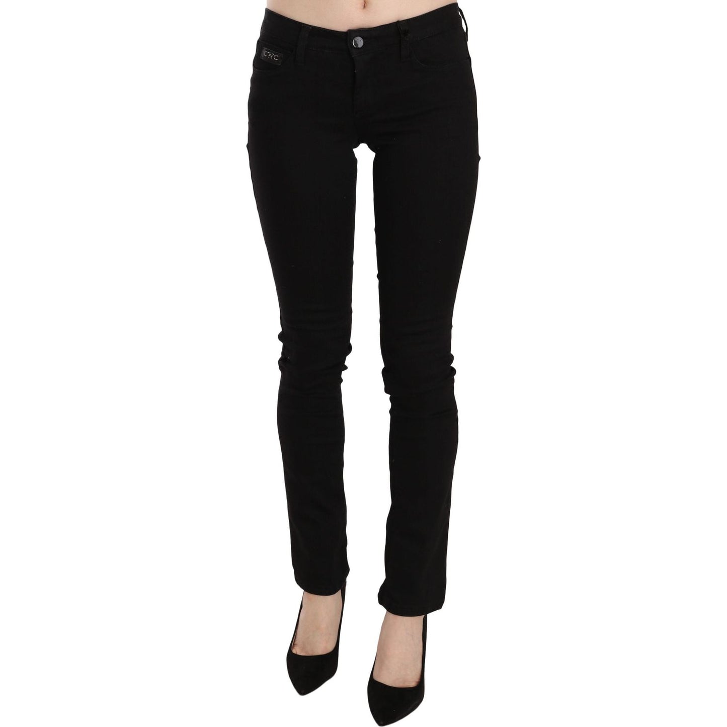 Costume National Black Sequined Mid Waist Slim Fit Denim Jeans PAN70639-26