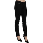Costume National Black Sequined Mid Waist Slim Fit Denim Jeans PAN70639-26