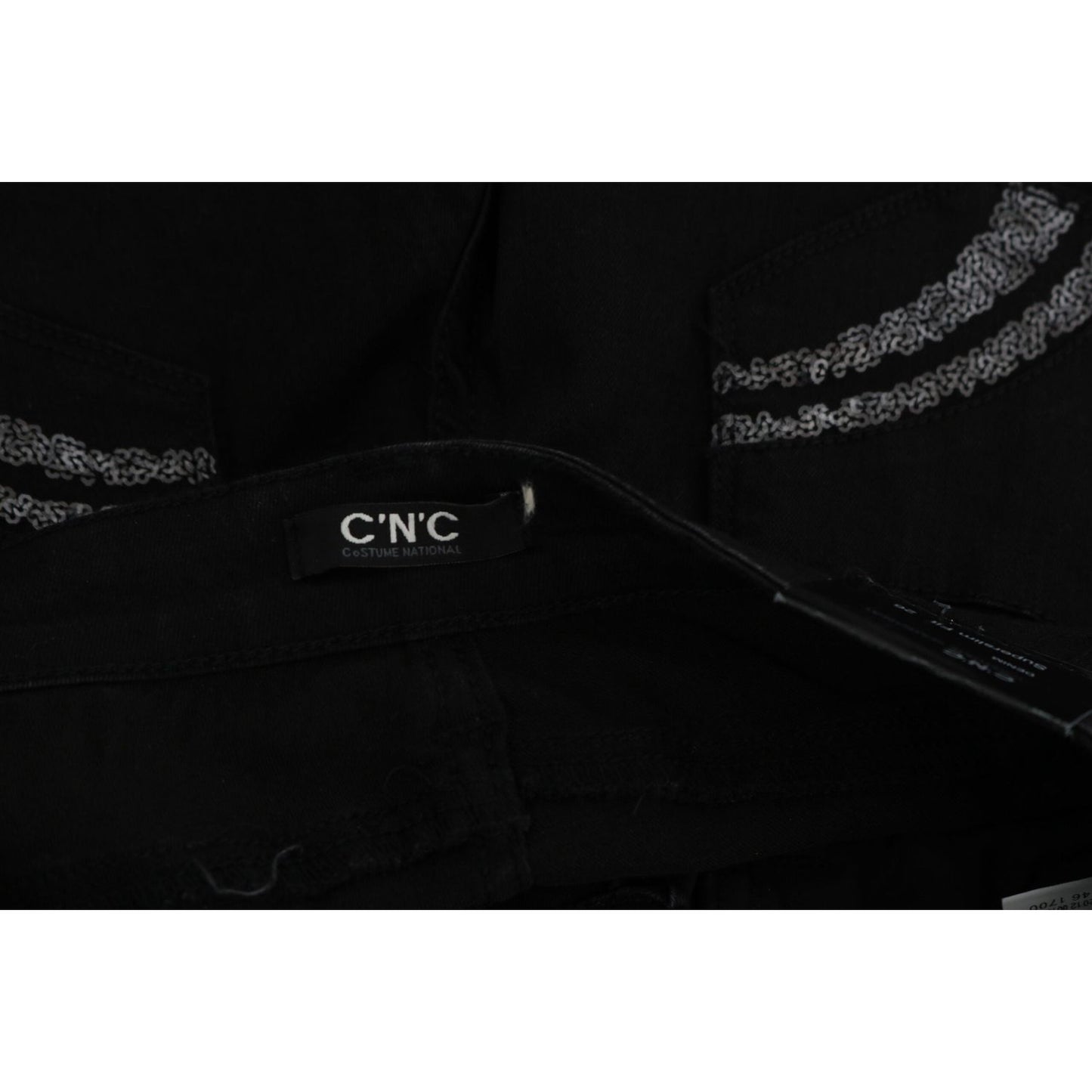 Costume National Black Sequined Mid Waist Slim Fit Denim Jeans PAN70639-26