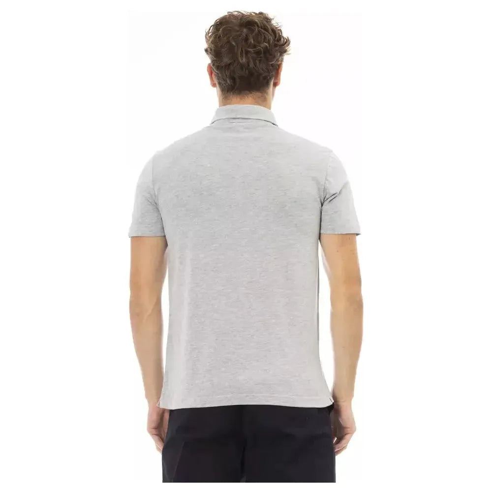 Baldinini Trend Gray Cotton Men Polo BA-23743-3XL