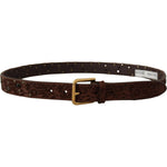 Dolce & Gabbana Brown Calf Leather Embossed Gold Metal Buckle BEL8619-85