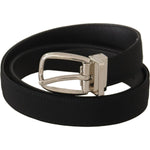 Dolce & Gabbana Belt Black Calf Leather Silver Tone Metal Buckle BEL8624-85