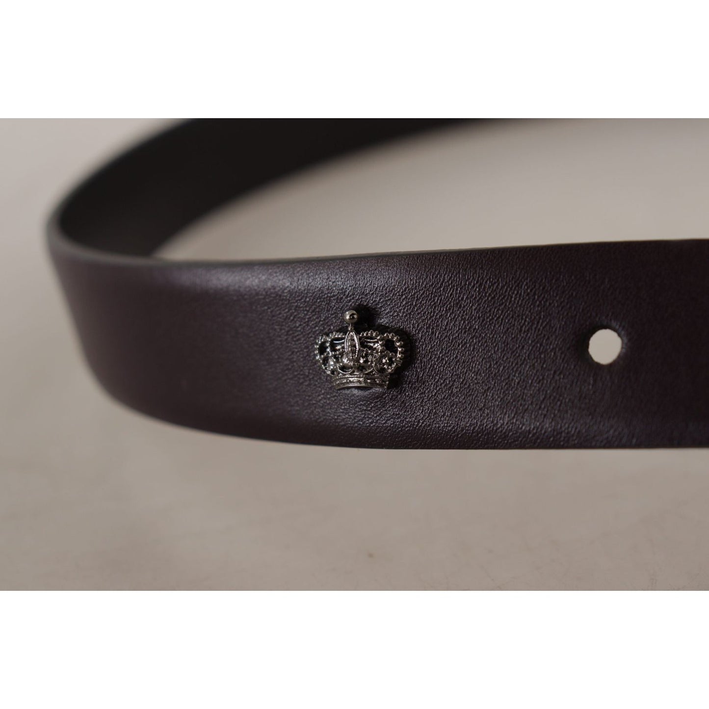 Dolce & Gabbana Dark Purple Leather Box Borchia Metal Buckle Belt BEL8634#2-90