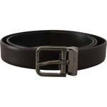 Dolce & Gabbana Dark Purple Leather Box Borchia Metal Buckle Belt BEL8634#2-90
