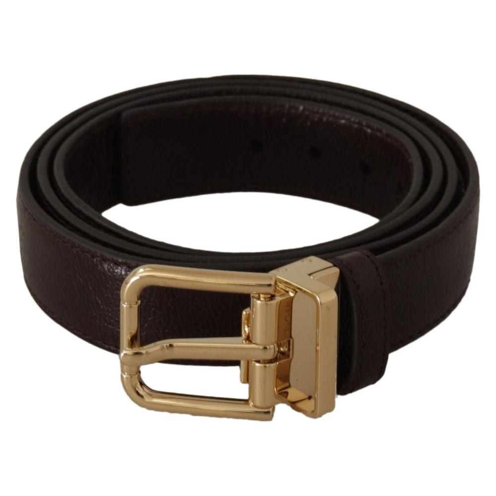Dolce & Gabbana Brown Leather Gold Metal Buckle Belt BEL8658-95