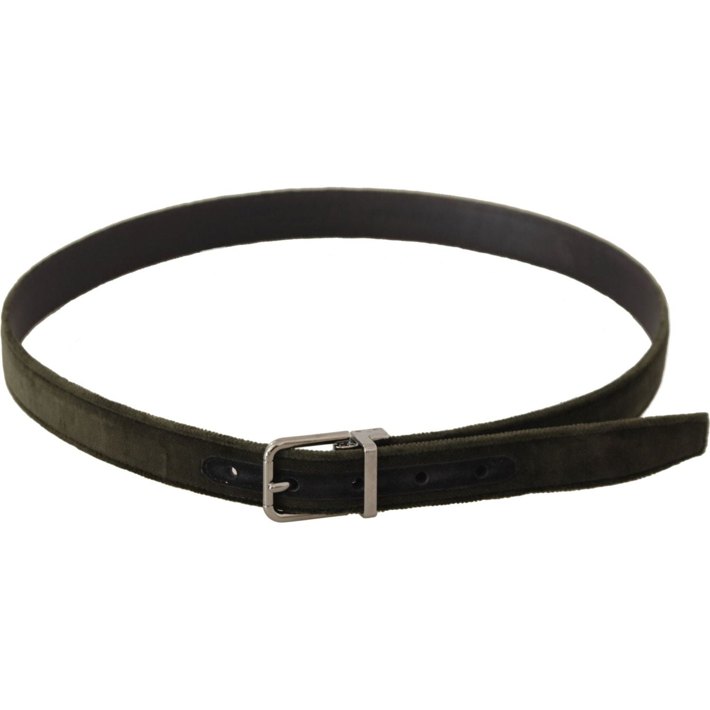 Dolce & Gabbana Green Velvet Silver Tone Metal Buckle Belt BEL8680-95
