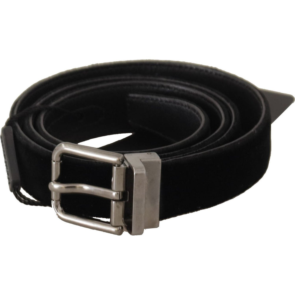 Dolce & Gabbana Black Cotton Silver Tone Metal Buckle Belt BEL8689-85