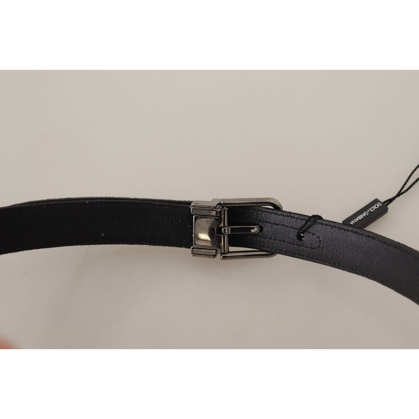 Dolce & Gabbana Black Cotton Silver Tone Metal Buckle Belt BEL8689-85