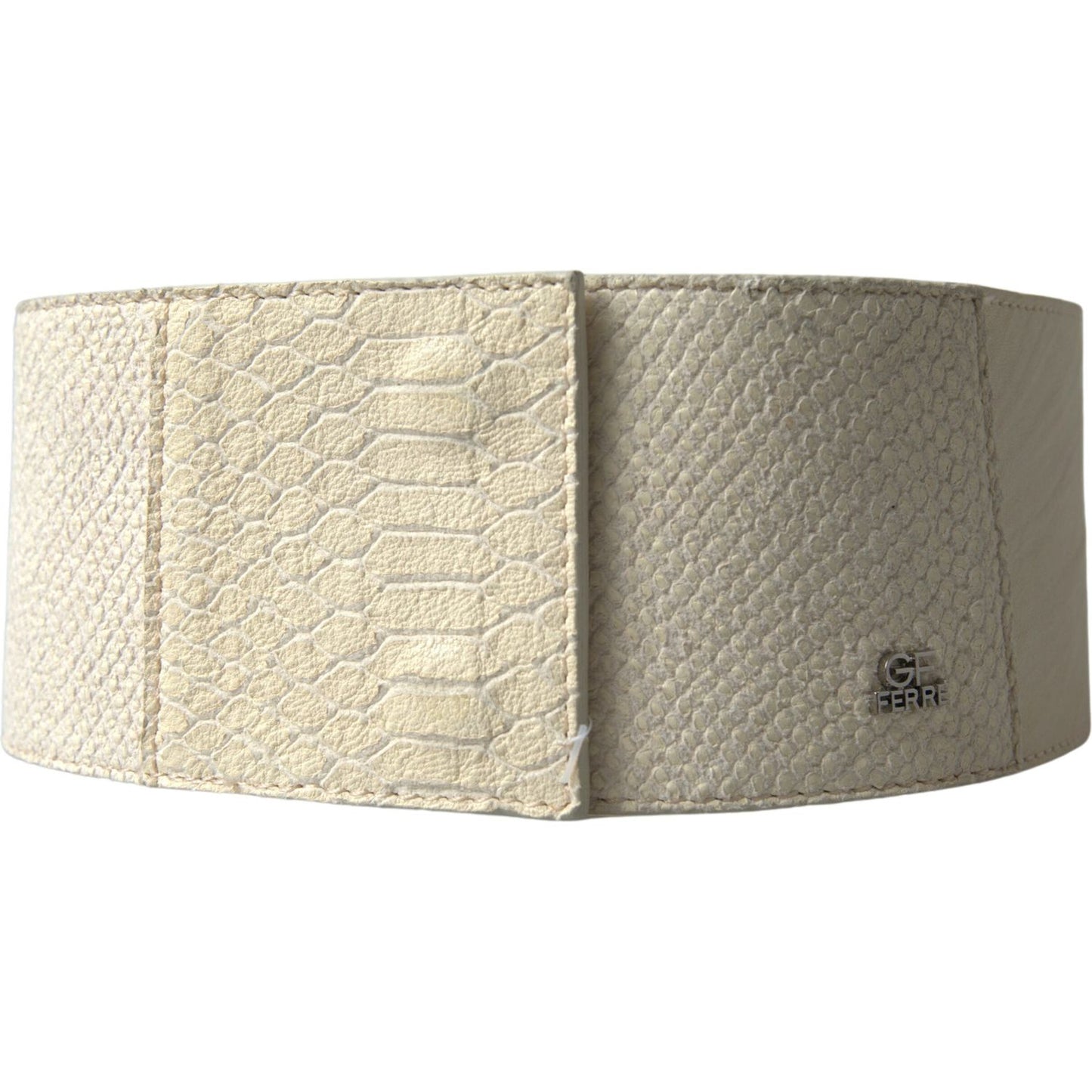 GF Ferre Off White Waxed Cotton Wide Fashion Waistband Belt WMB276-70