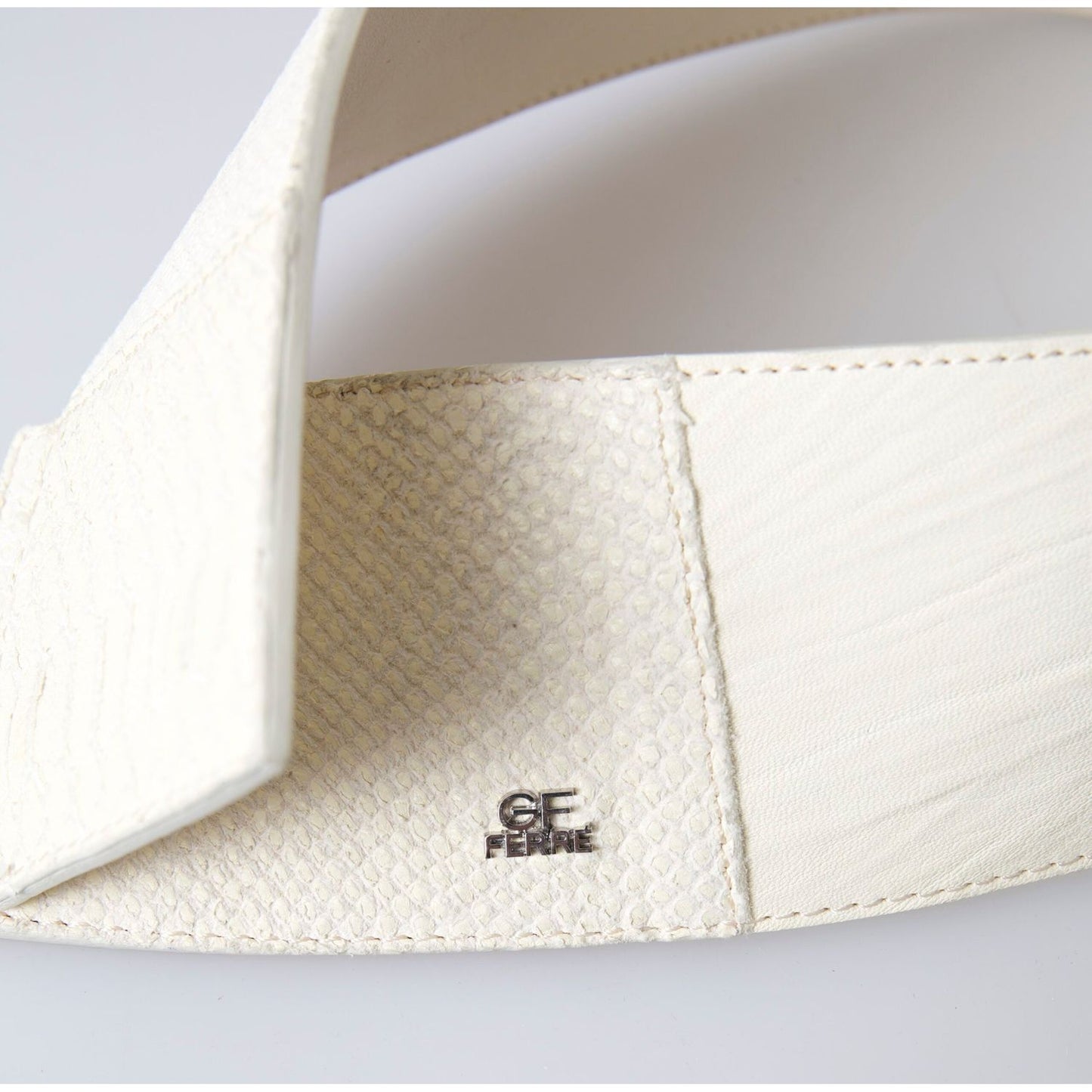 GF Ferre Off White Waxed Cotton Wide Fashion Waistband Belt WMB276-70