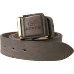 GF Ferre Brown Leather Fashion Logo Buckle Waist Belt WMB280-100