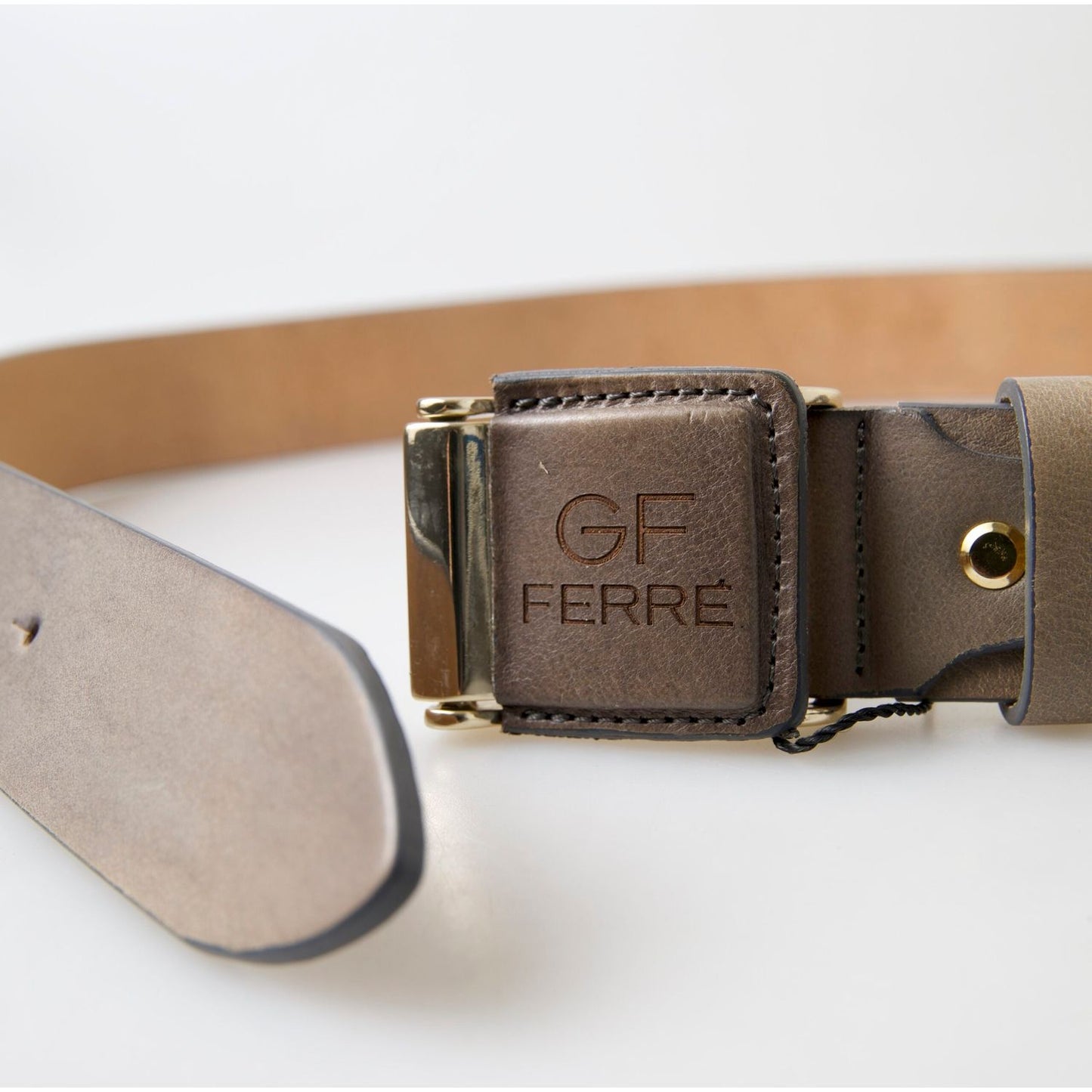 GF Ferre Brown Leather Fashion Logo Buckle Waist Belt WMB280-100