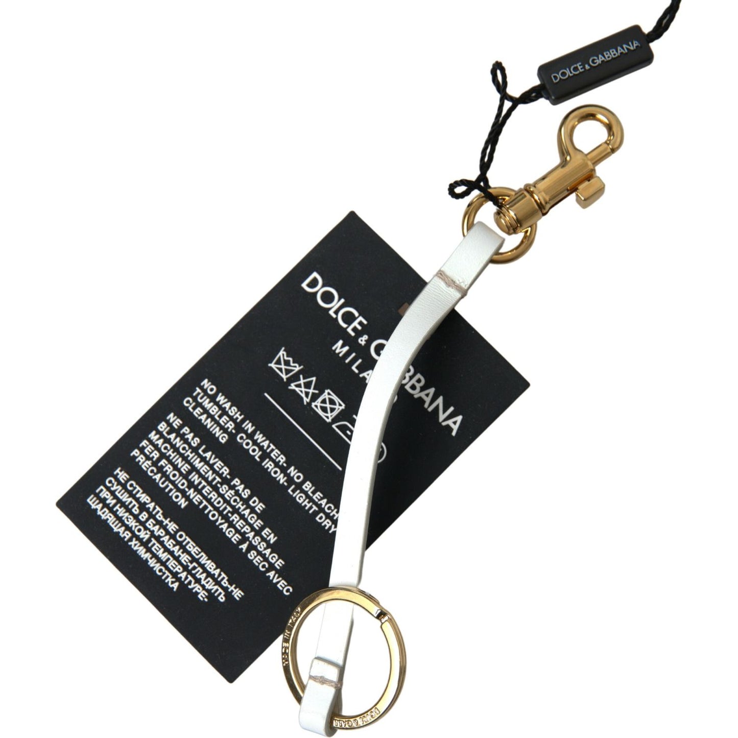 Dolce & Gabbana Black Silicone DG Logo Gold Brass Keychain SMY101166