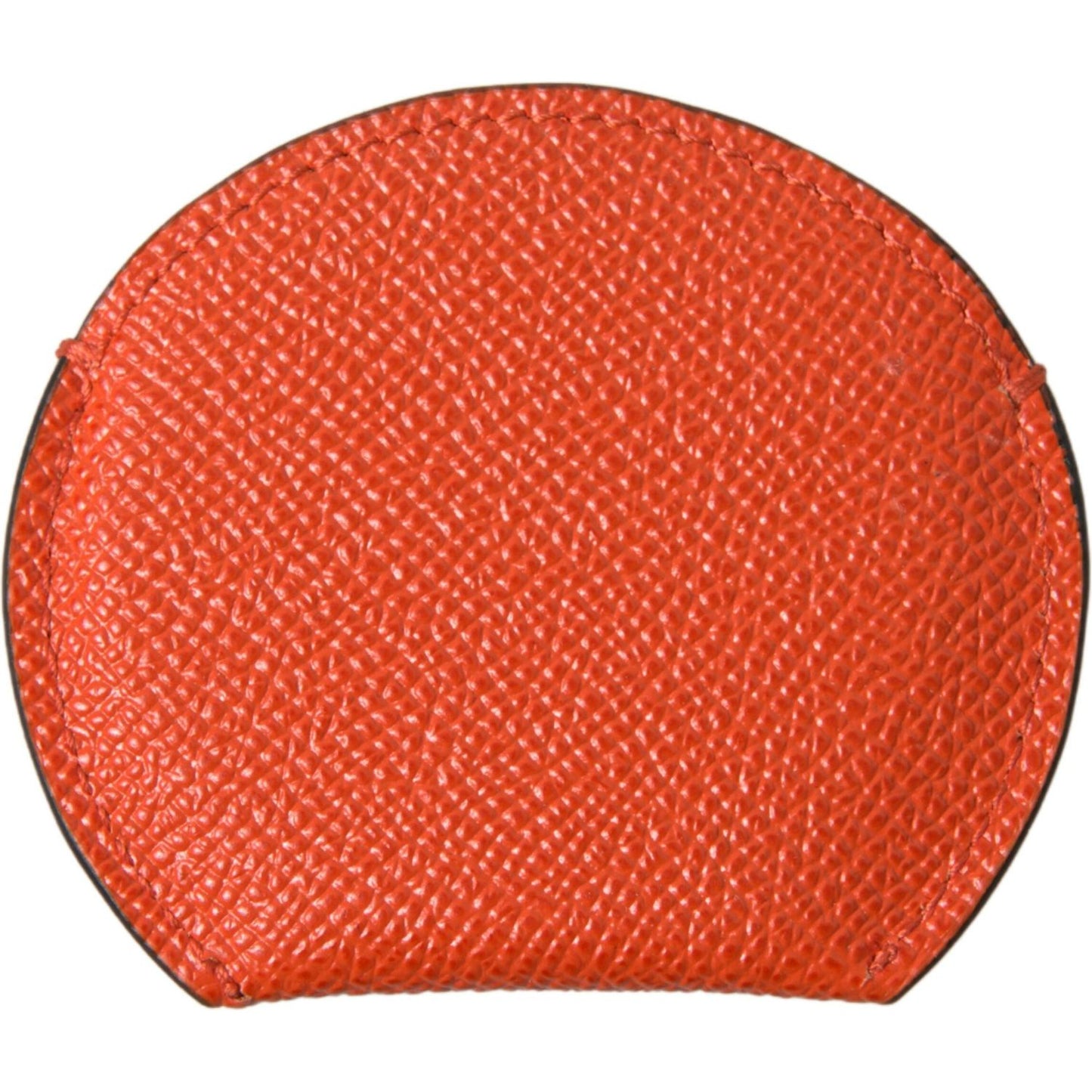 Dolce & Gabbana Orange Calfskin Leather Round Logo Hand Mirror Holder SMY101206