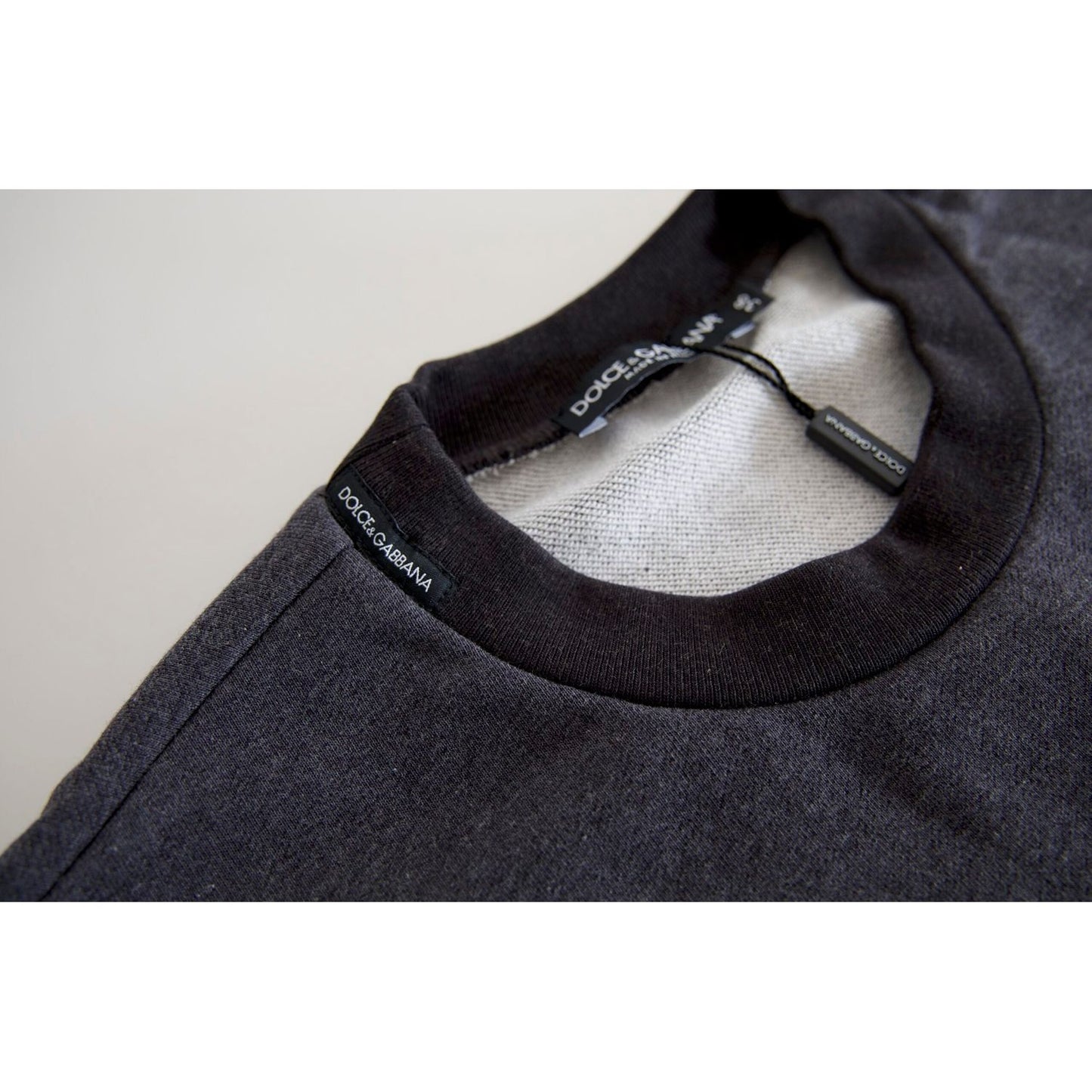 Dolce & Gabbana Dark Gray Cotton Crew Neck Pullover Sweater TSH8085-38