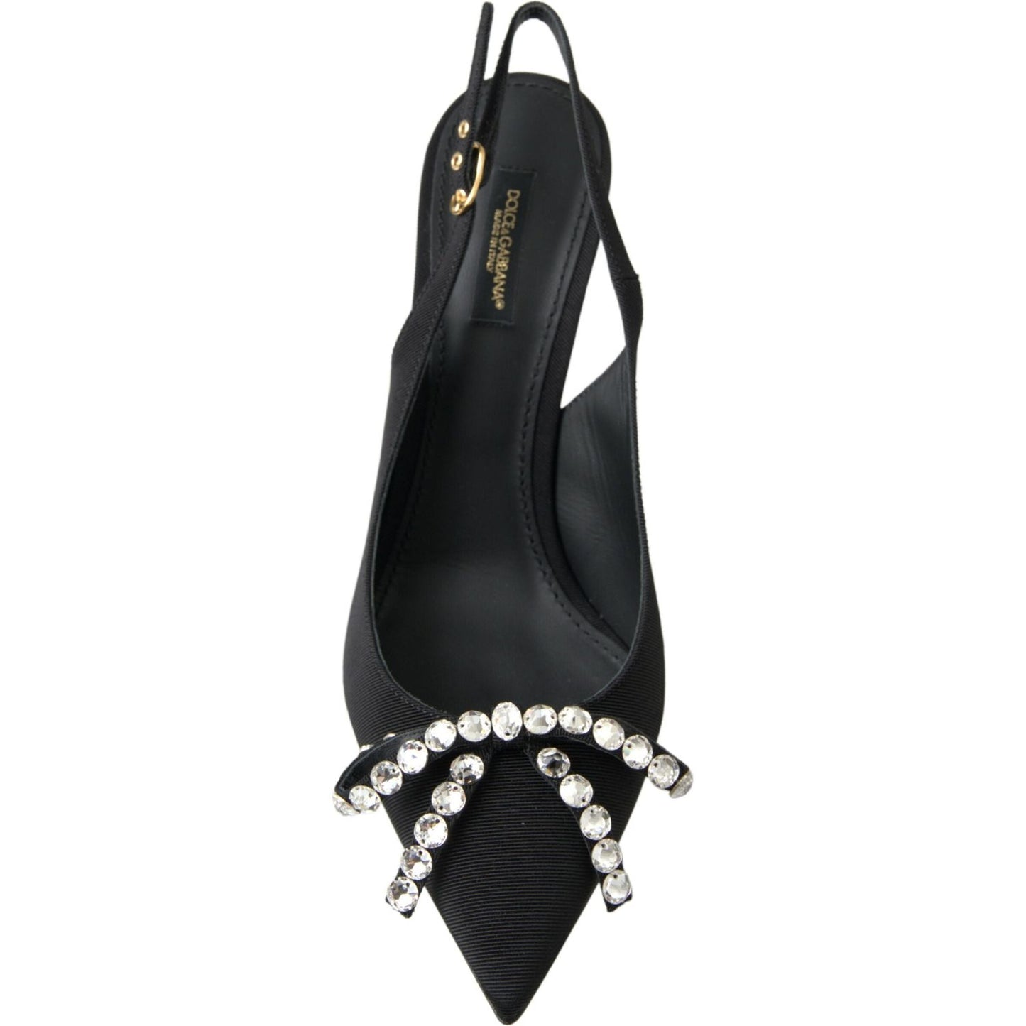 Dolce & Gabbana Black Crystal Embellished Slingback Heel Shoes LA10245-39.5