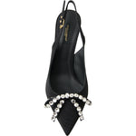 Dolce & Gabbana Black Crystal Embellished Slingback Heel Shoes LA10245-39.5