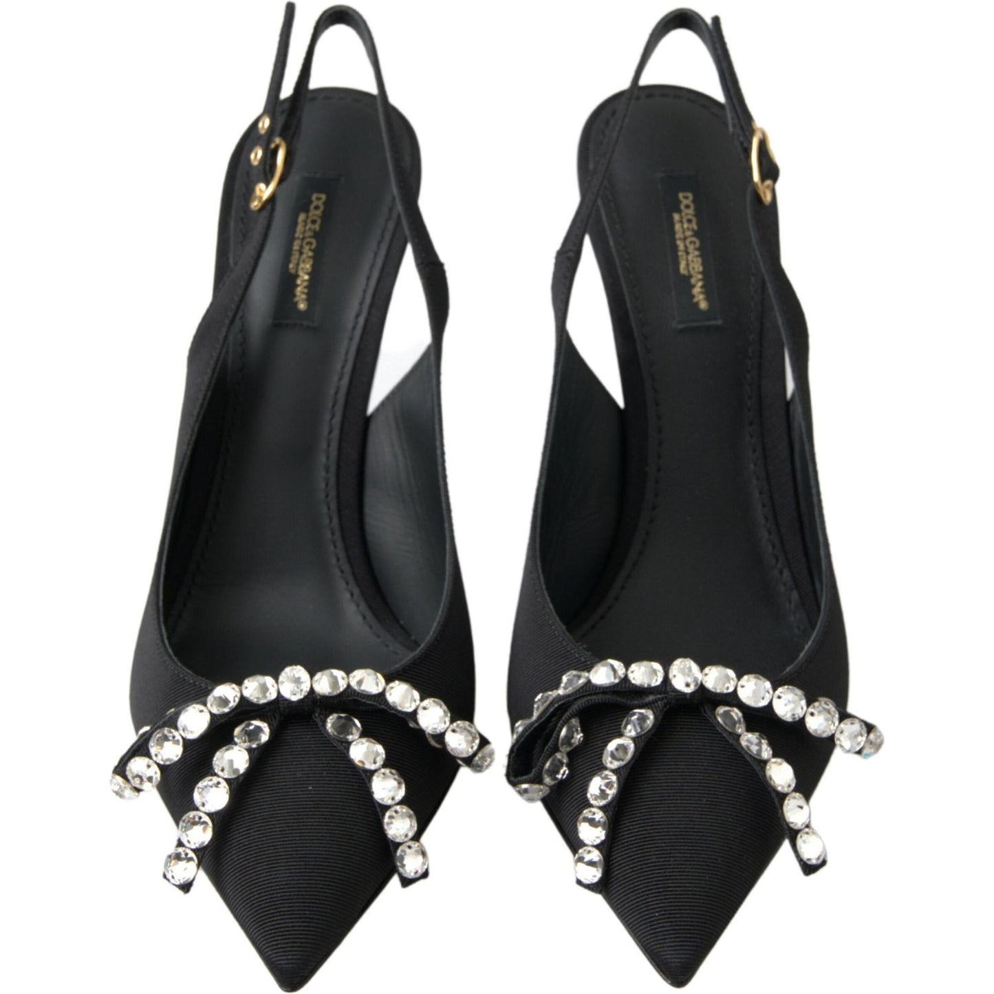 Dolce & Gabbana Black Crystal Embellished Slingback Heel Shoes LA10245-39.5