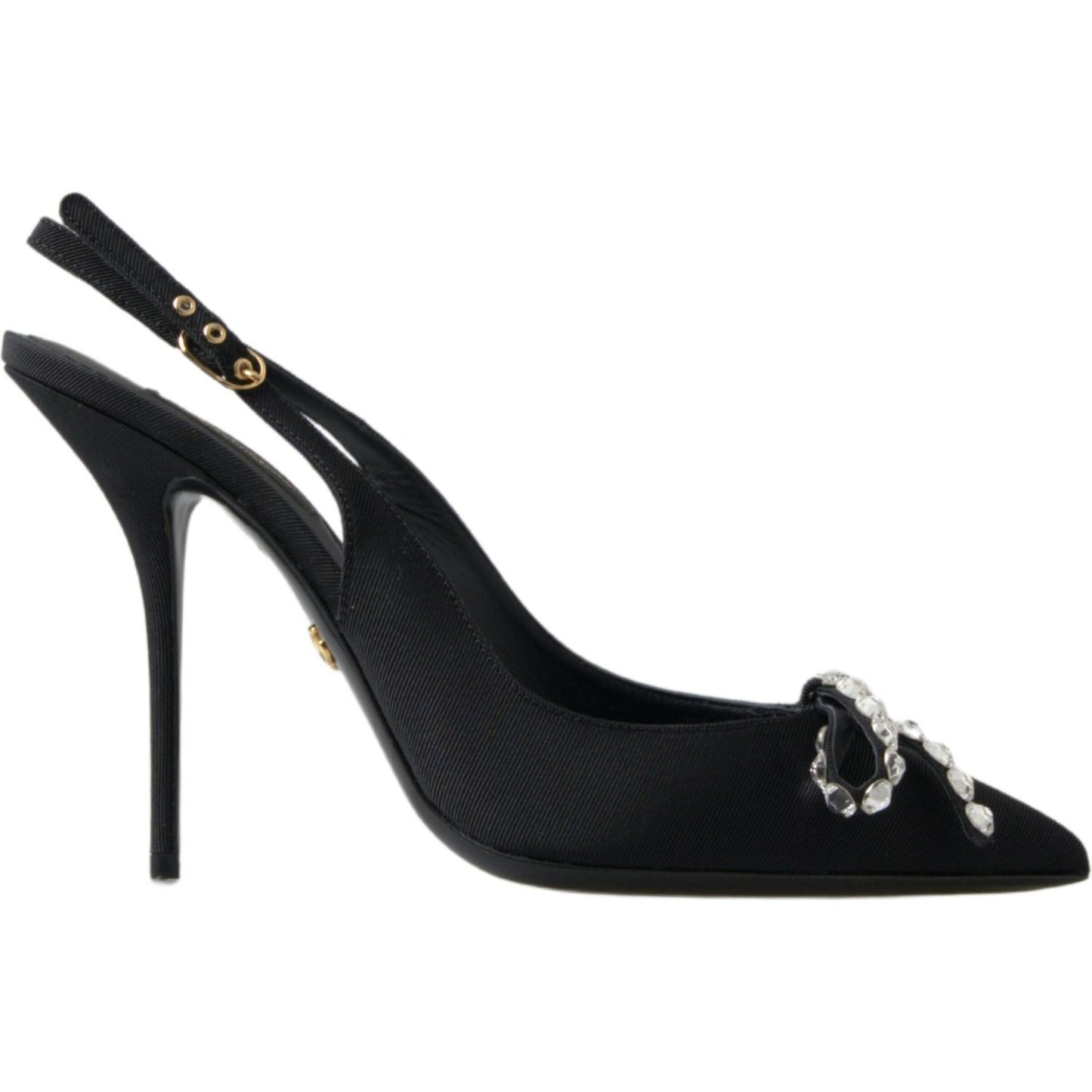 Dolce & Gabbana Black Crystal Embellished Slingback Heel Shoes LA10245-39.5