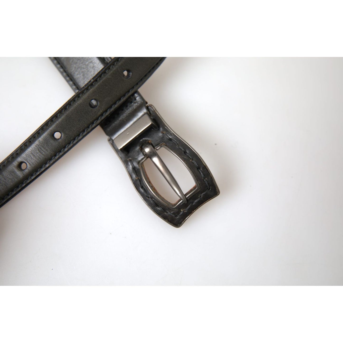 Ermanno Scervino Black Leather Metal Buckle Cintura Belt BEL9018