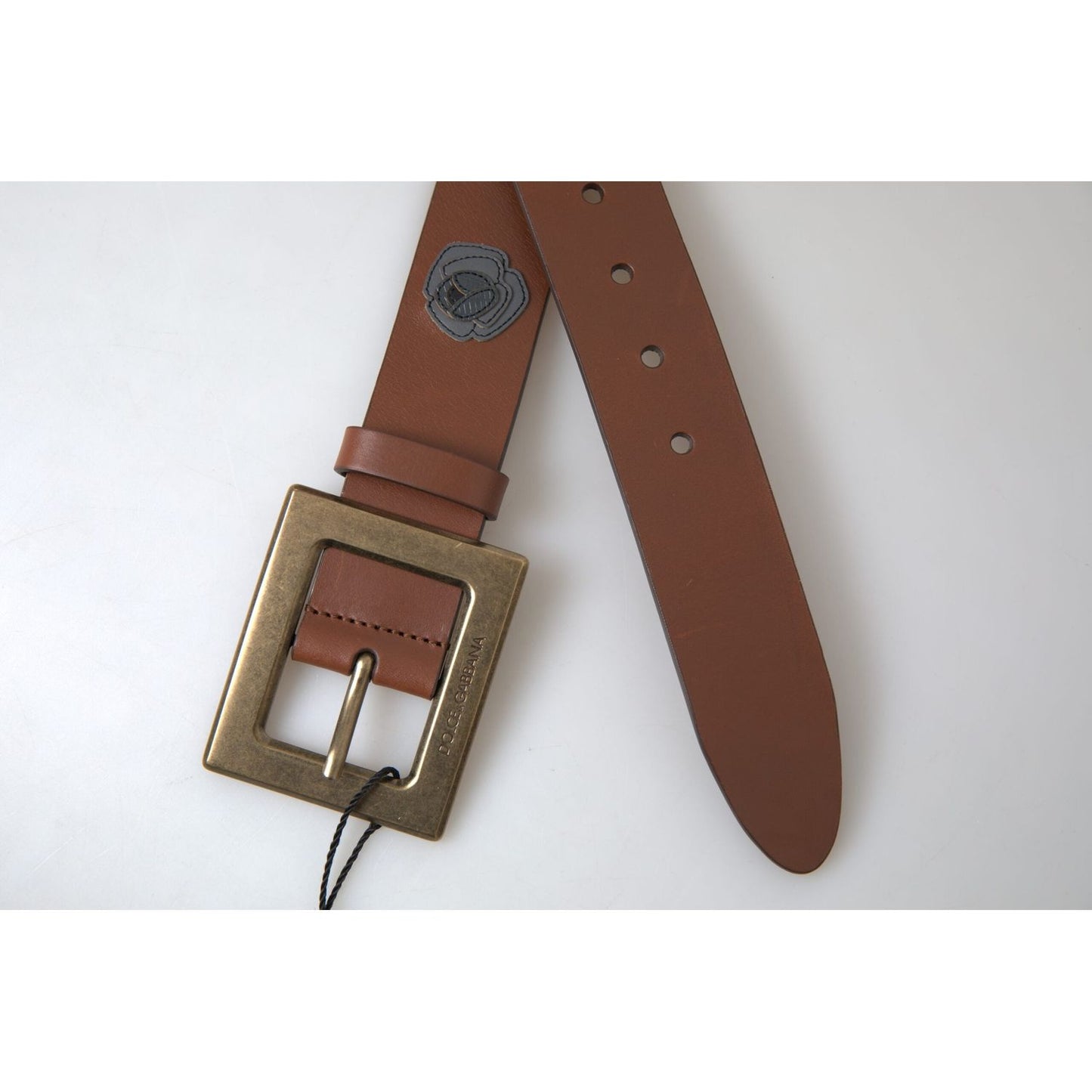 Dolce & Gabbana Brown Leather #DGFAMLY Square Buckle Belt BEL9028-100