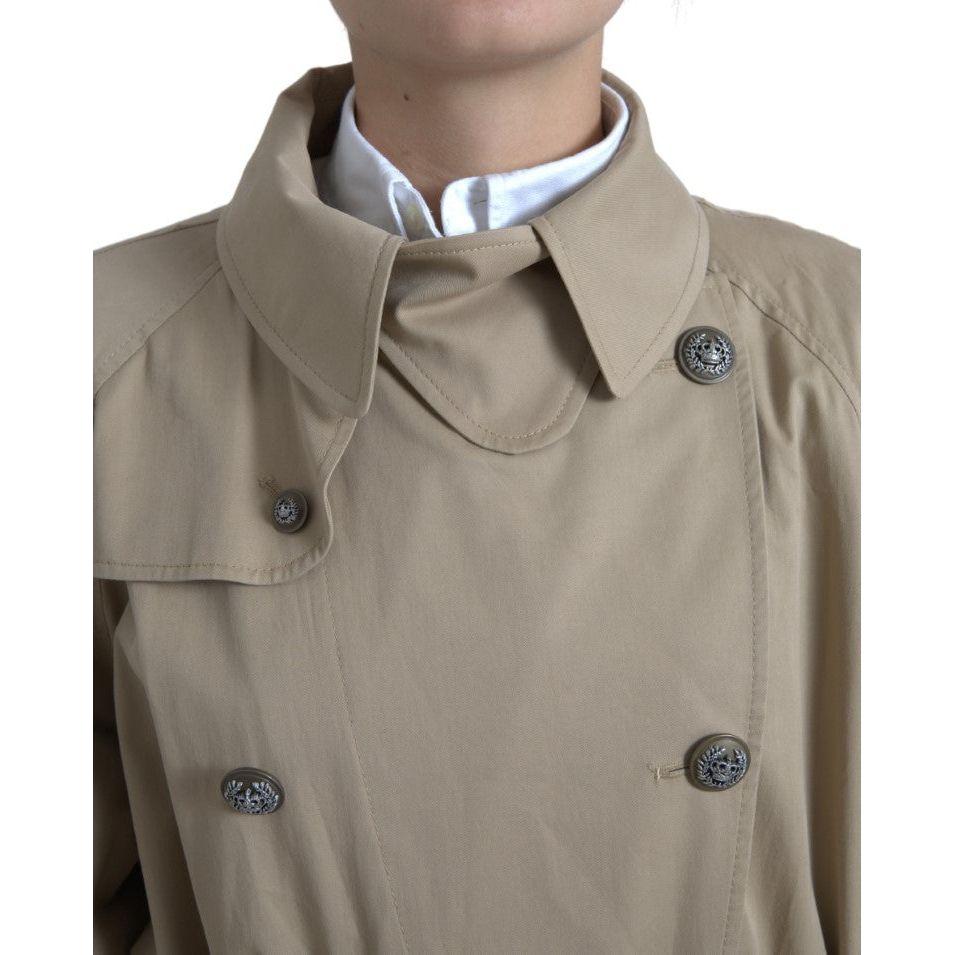 Dolce & Gabbana Khaki Double Breasted Trench Coat Jacket JKT3323-46