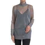 Dolce & Gabbana Gray Mesh Turtleneck Long Sleeve Blouse Top TSH83322-44