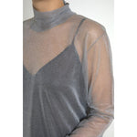Dolce & Gabbana Gray Mesh Turtleneck Long Sleeve Blouse Top TSH83322-44