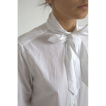 Dolce & Gabbana White Cotton Ascot Collar Long Sleeves Top TSH84084-42
