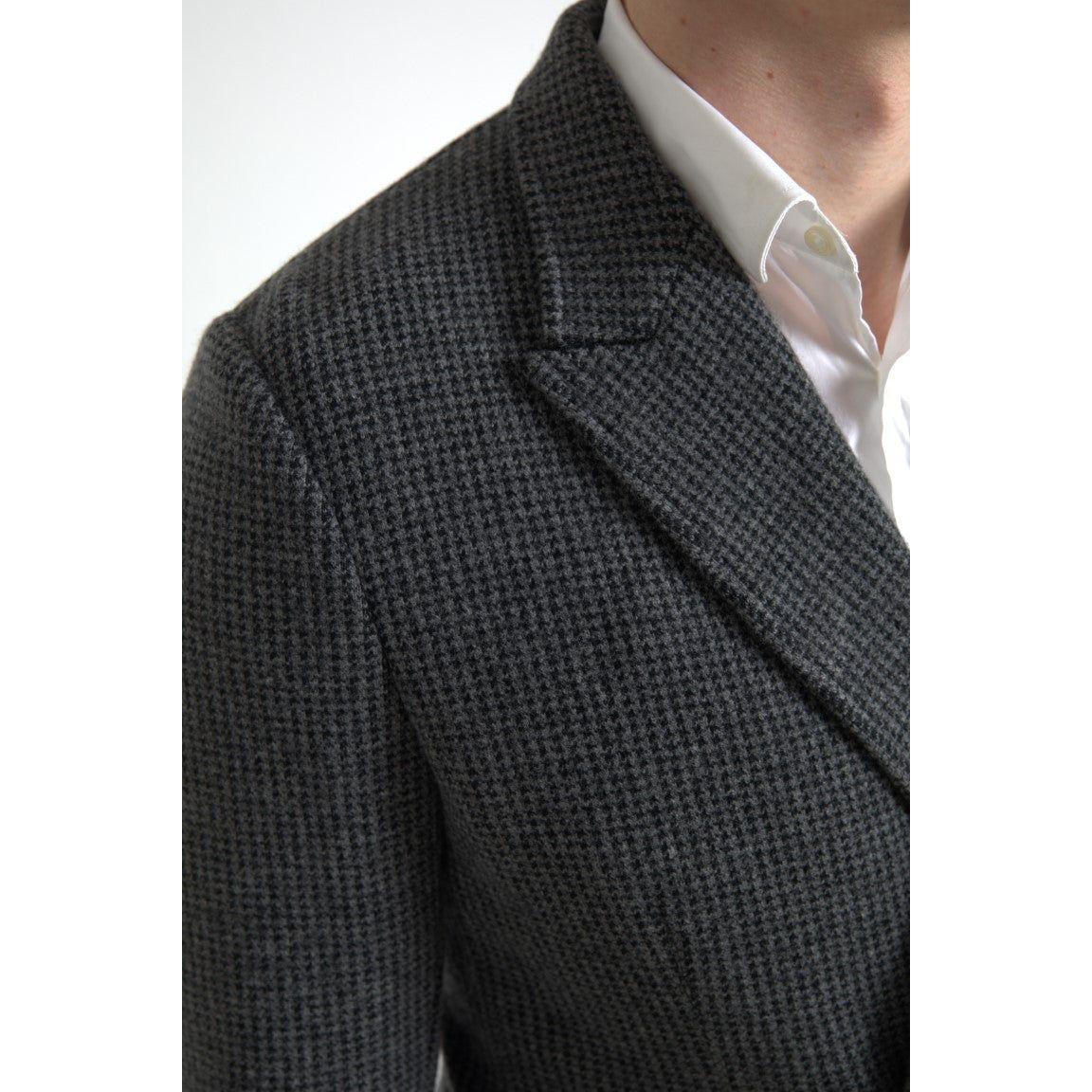 Dolce & Gabbana Gray Logo Embroidery Double Breasted Blazer JKT3681-48