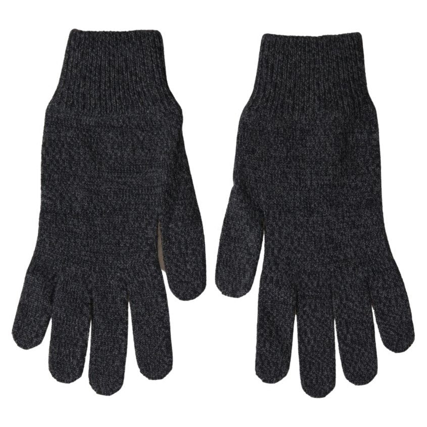 Dolce & Gabbana Gray Virgin Wool Knit Hands Mitten Men Gloves LB30104-8.5