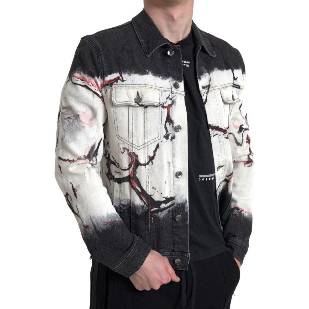 Dolce & Gabbana Multicolor Cotton Collared Denim Jacket JKT3651-IT48