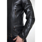 Dolce & Gabbana Black Leather Zipper Coat Men Jacket JKT3653-48
