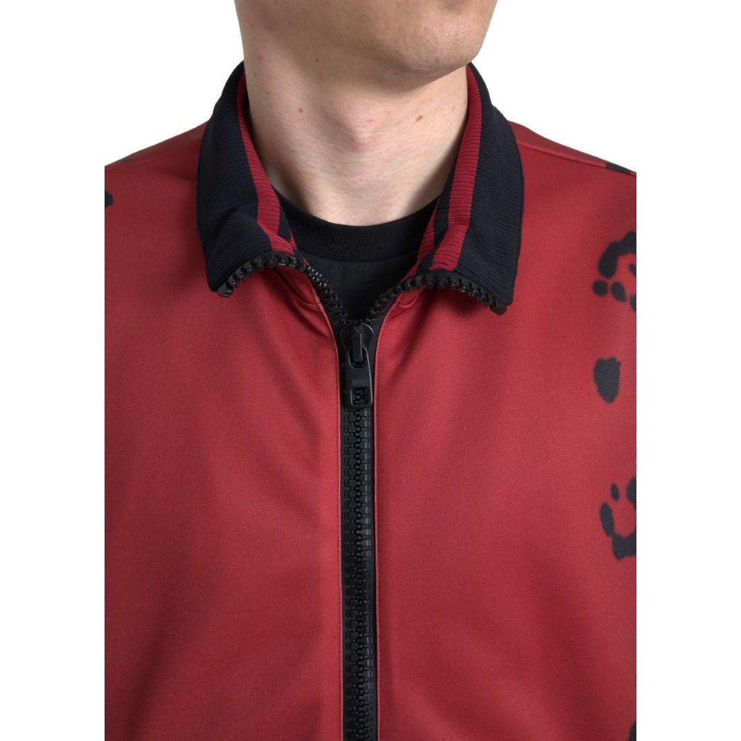 Dolce & Gabbana Red Leopard Polyester Bomber Full Zip Jacket JKT3656-52