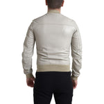 Dolce & Gabbana Cream Leather Bomber Blouson Full Zip Jacket JKT3657-48