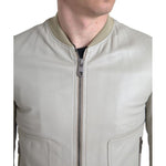 Dolce & Gabbana Cream Leather Bomber Blouson Full Zip Jacket JKT3657-48