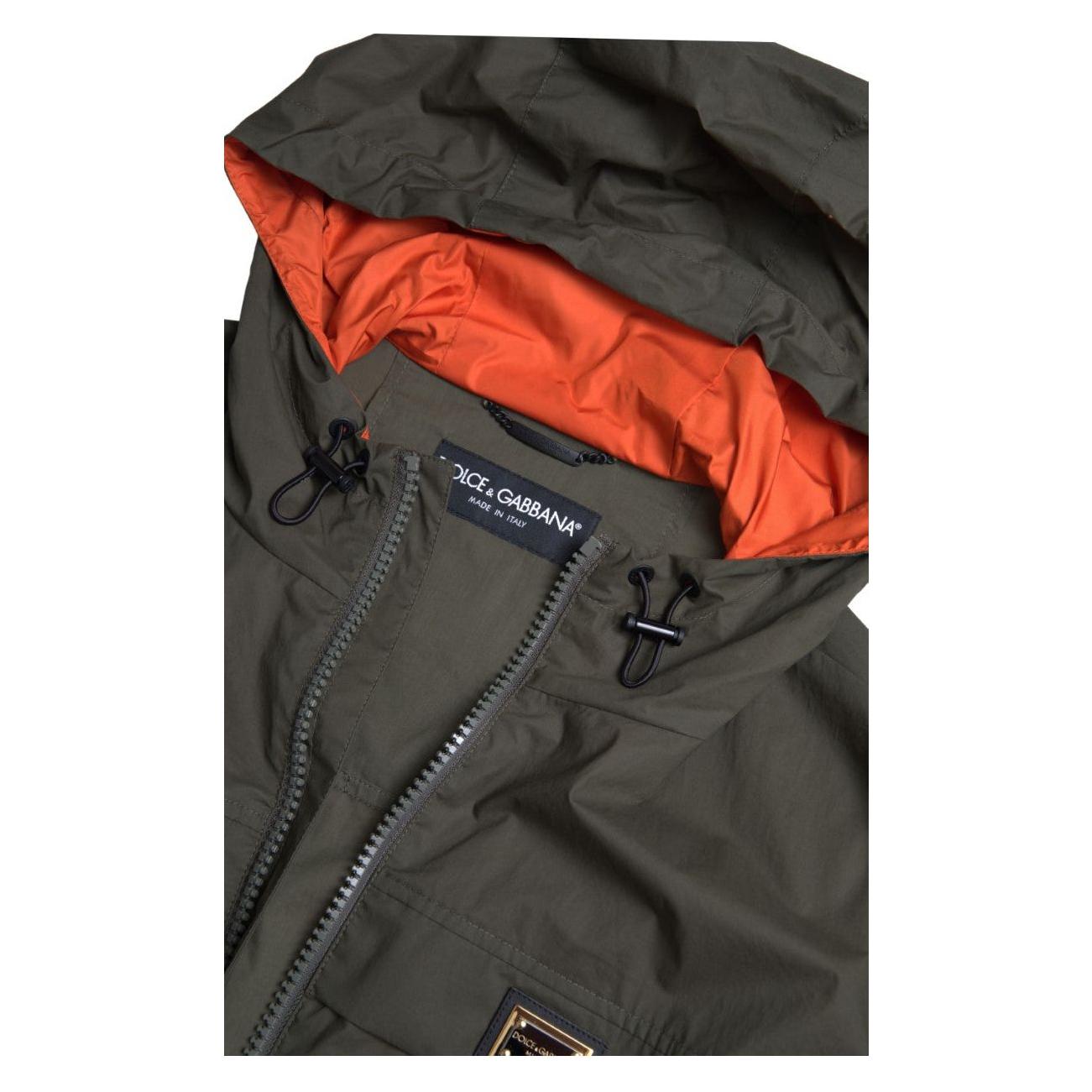 Dolce & Gabbana Green Orange Hooded Cotton Full Zip Jacket JKT3661-58