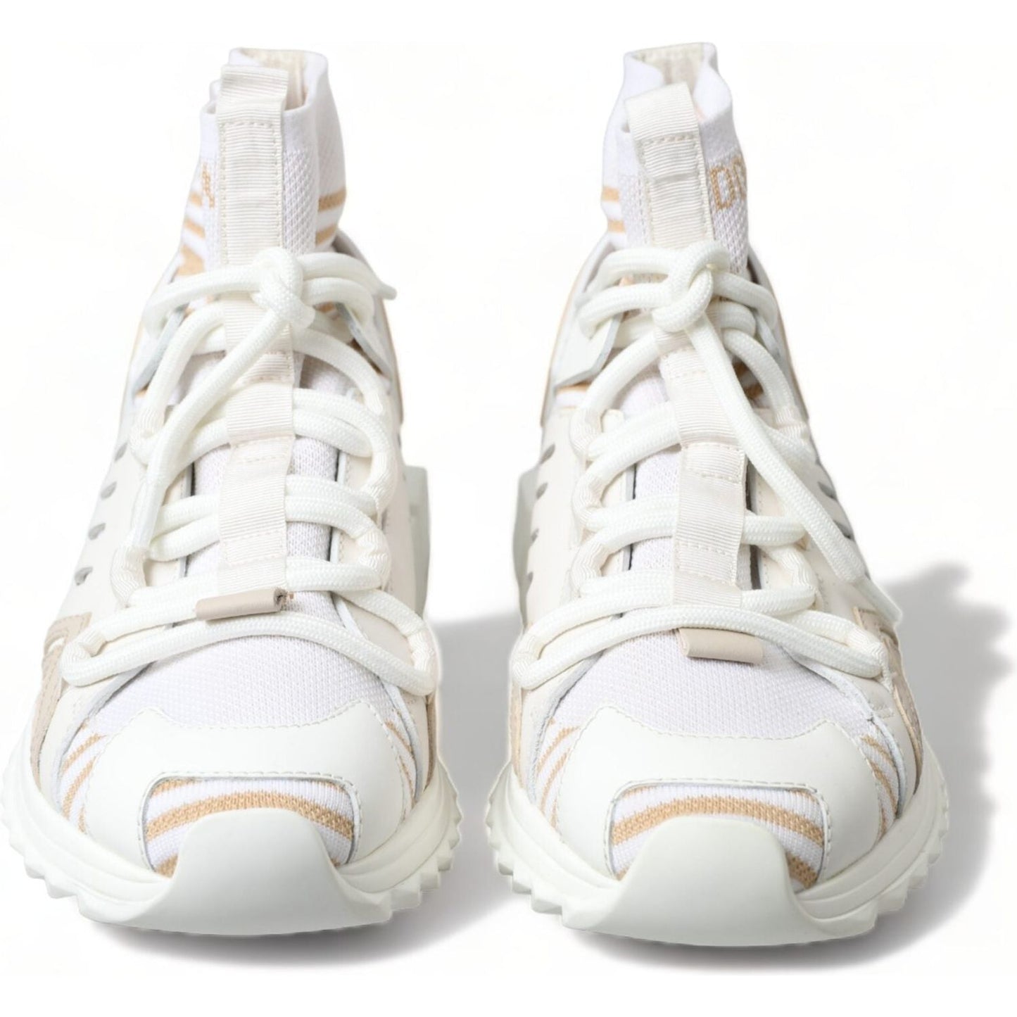 Dolce & Gabbana White Beige Sorrento Socks Sneakers Shoes LA10217-37