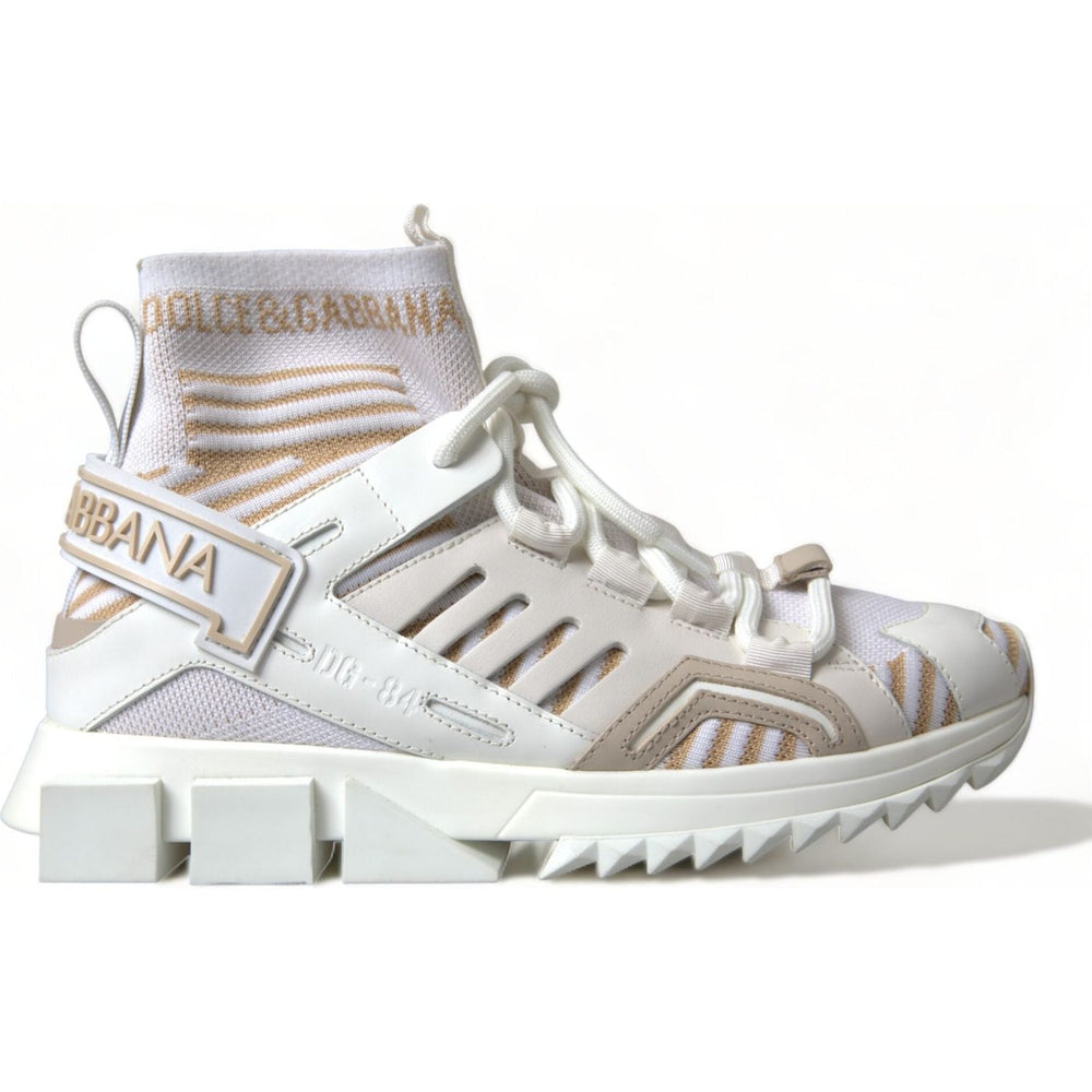 Dolce & Gabbana White Beige Sorrento Socks Sneakers Shoes LA10217-37