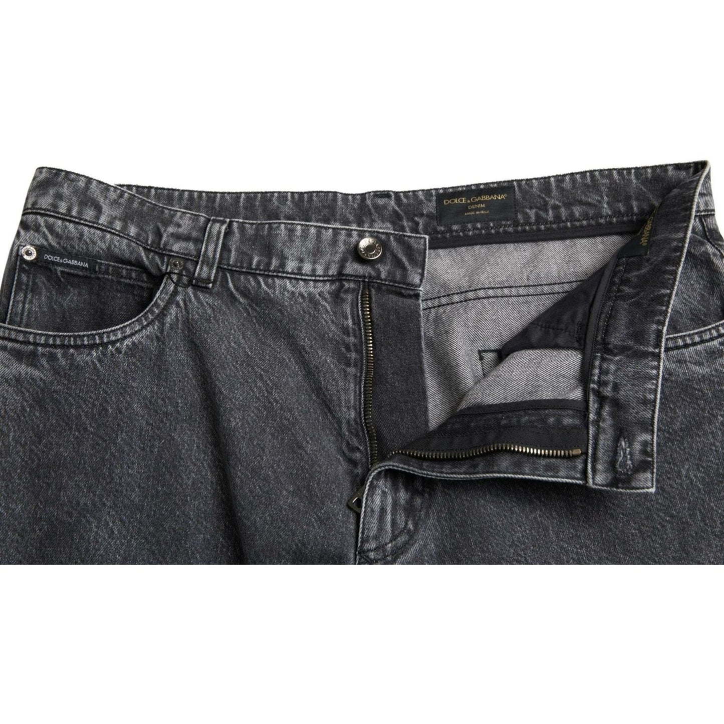 Dolce & Gabbana Dark Gray Cotton Straight Fit Men Denim Jeans PAN74864-48