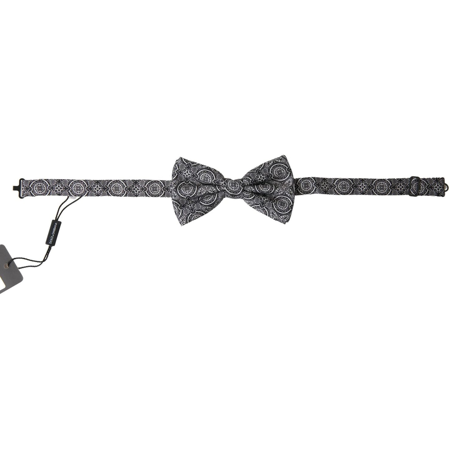 Dolce & Gabbana Black White Pattern Adjustable Neck Papillon Bow Tie FT3780