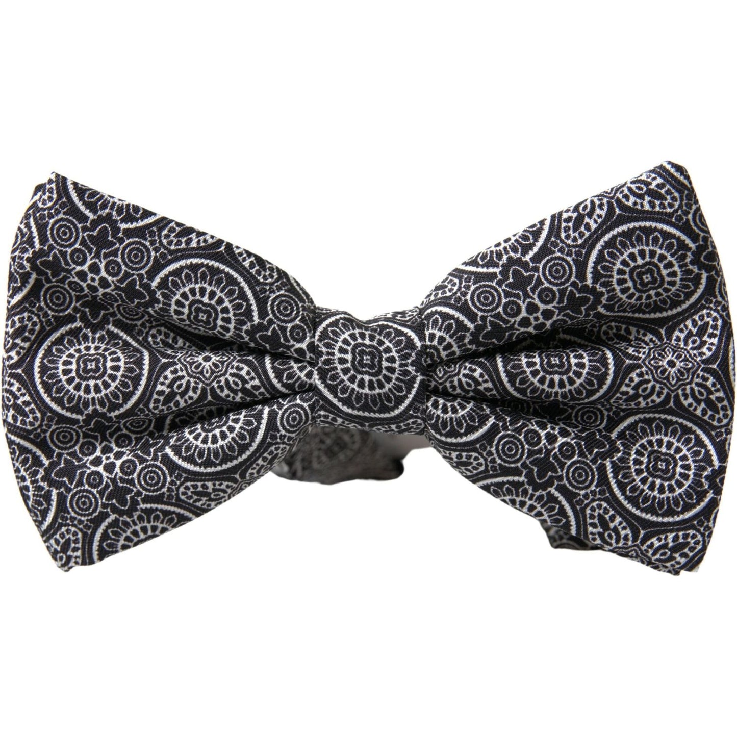 Dolce & Gabbana Black White Pattern Adjustable Neck Papillon Bow Tie FT3780