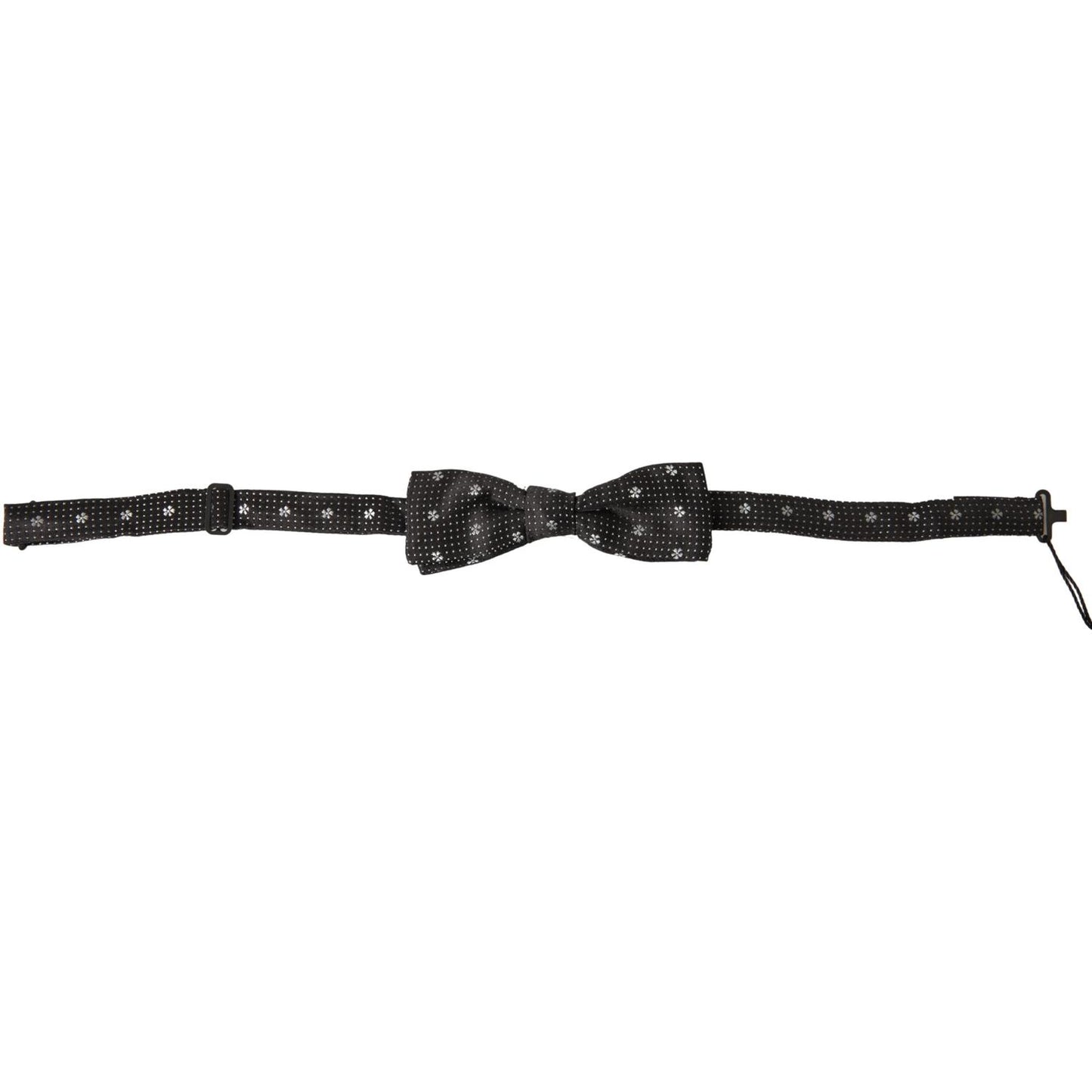 Dolce & Gabbana Black Patterned Silk Adjustable Men Neck Papillon Bow Tie FT3794