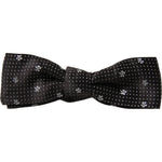 Dolce & Gabbana Black Patterned Silk Adjustable Men Neck Papillon Bow Tie FT3794