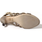 Dolce & Gabbana Bronze Crystal Strap Heels Sandals Shoes LA10318-40