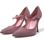 Dolce & Gabbana Pink Strass Crystal Heels Pumps Shoes LA10328-40.5